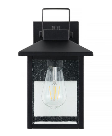 Bungalow 6.75" Iron/Seeded Glass Rustic Traditional Lantern LED Outdoor Lantern - JONATHAN Y